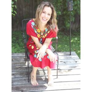 Vintage 1970's Handmade Oaxaca Embroidered Boho Mexican Cotton Dress